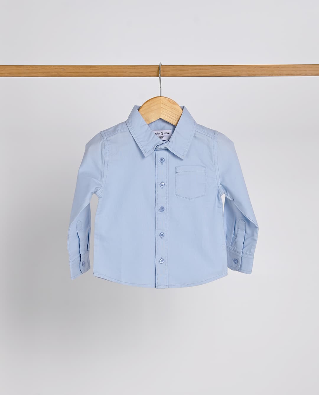Babies and More Full Sleeve Solid Oxford Shirt Blue