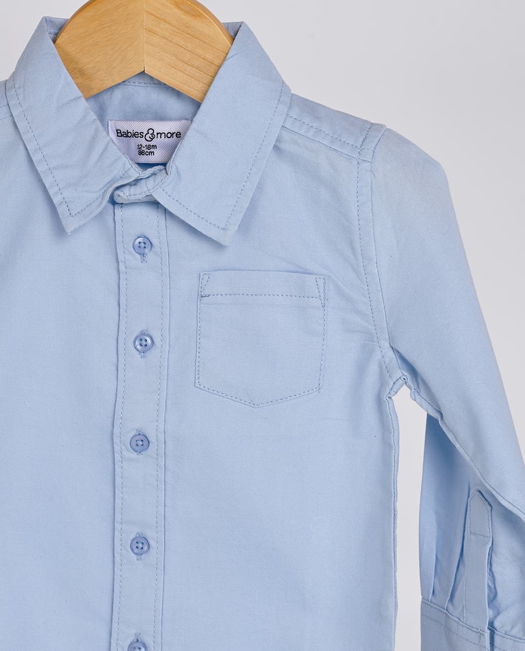 Babies and More Full Sleeve Solid Oxford Shirt Blue