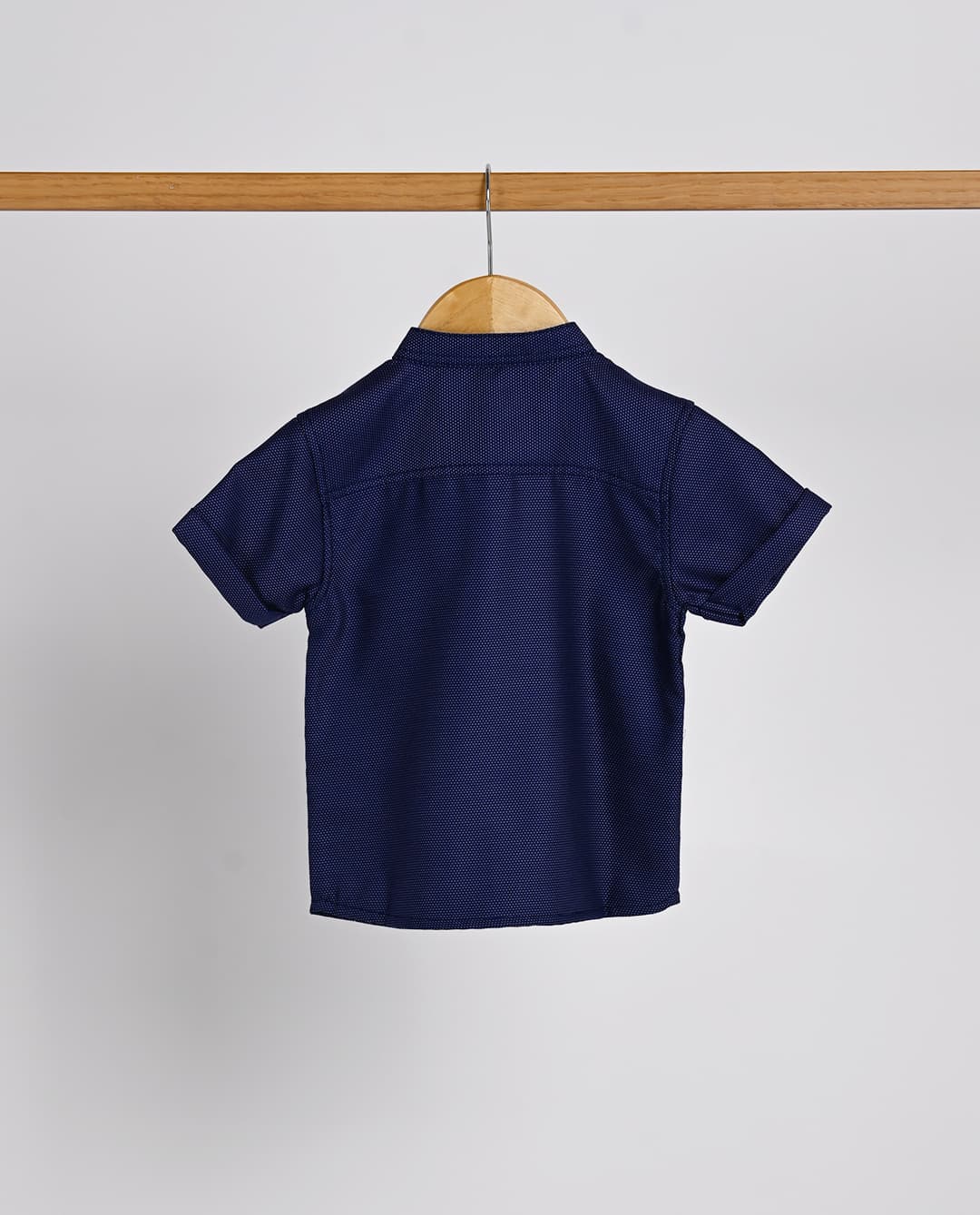Babies and More Short Sleeve Shirt with Textured Fabric in Navy - Blue