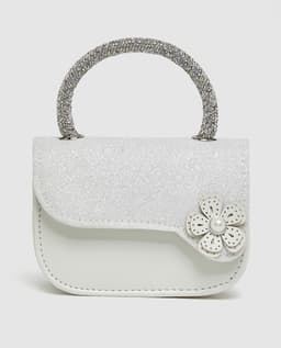 Curve Hand Bag with Flower Detail