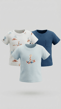 Pack of 3 Printed Short Sleeves T-Shirt