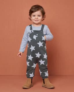 Solid T-Shirt and Dungaree Set