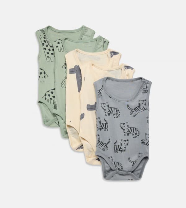 5-Pack Printed Sleeveless Bodysuits