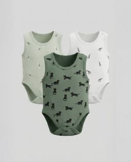 3-Pack Printed Sleeveless Bodysuits