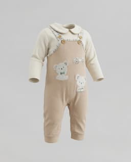 Appliqued Collared Dungaree Set