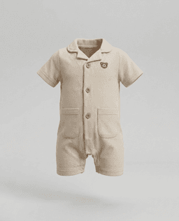 Appliqued Collared Short Sleeves Romper