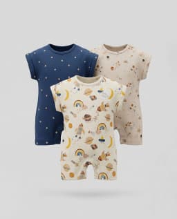 3-Pack Printed Short Sleeves Rompers