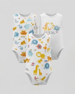 3-Pack Printed Sleeveless Bodysuits