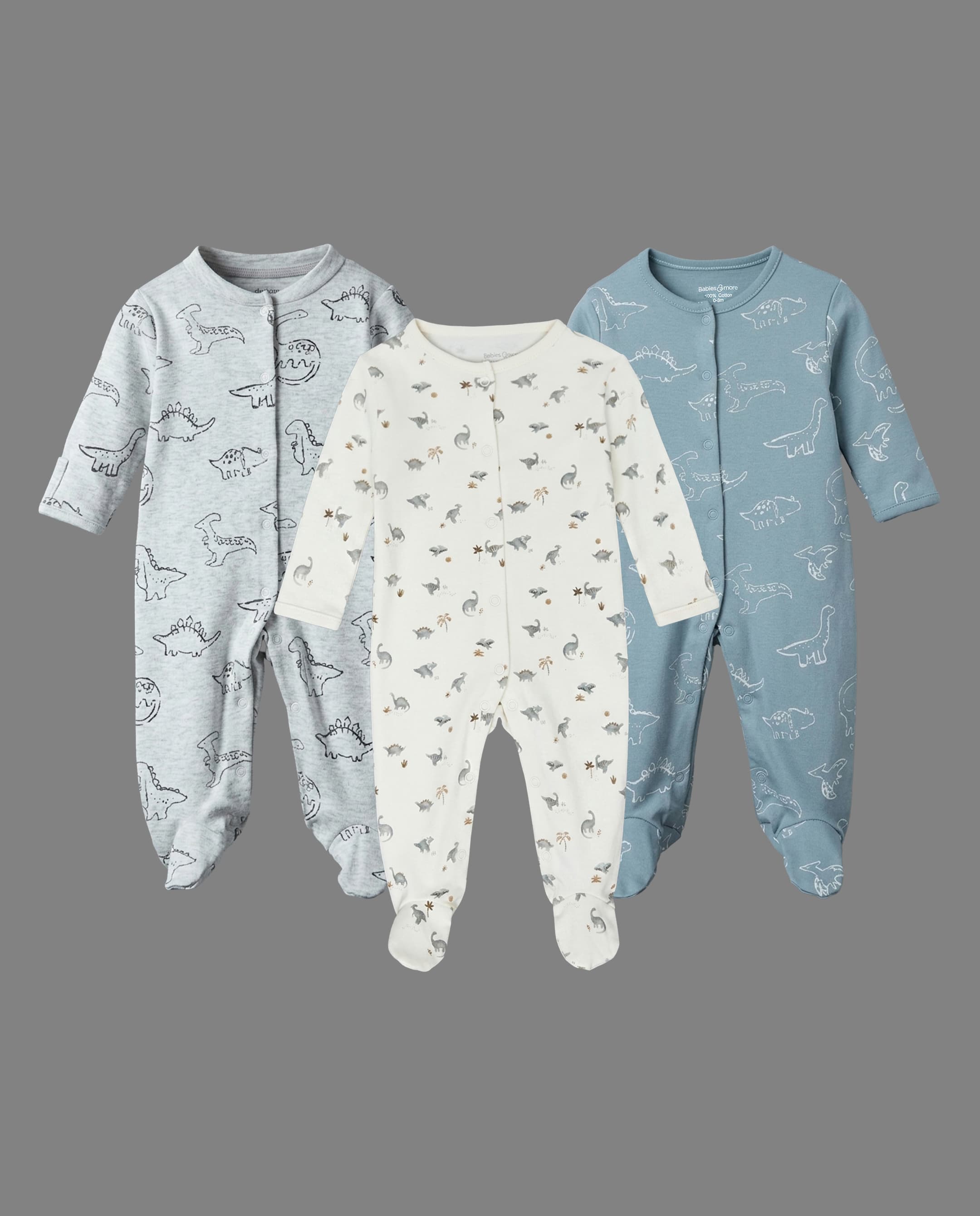 Babies & More 3Pack Closefeet Sleepsuit