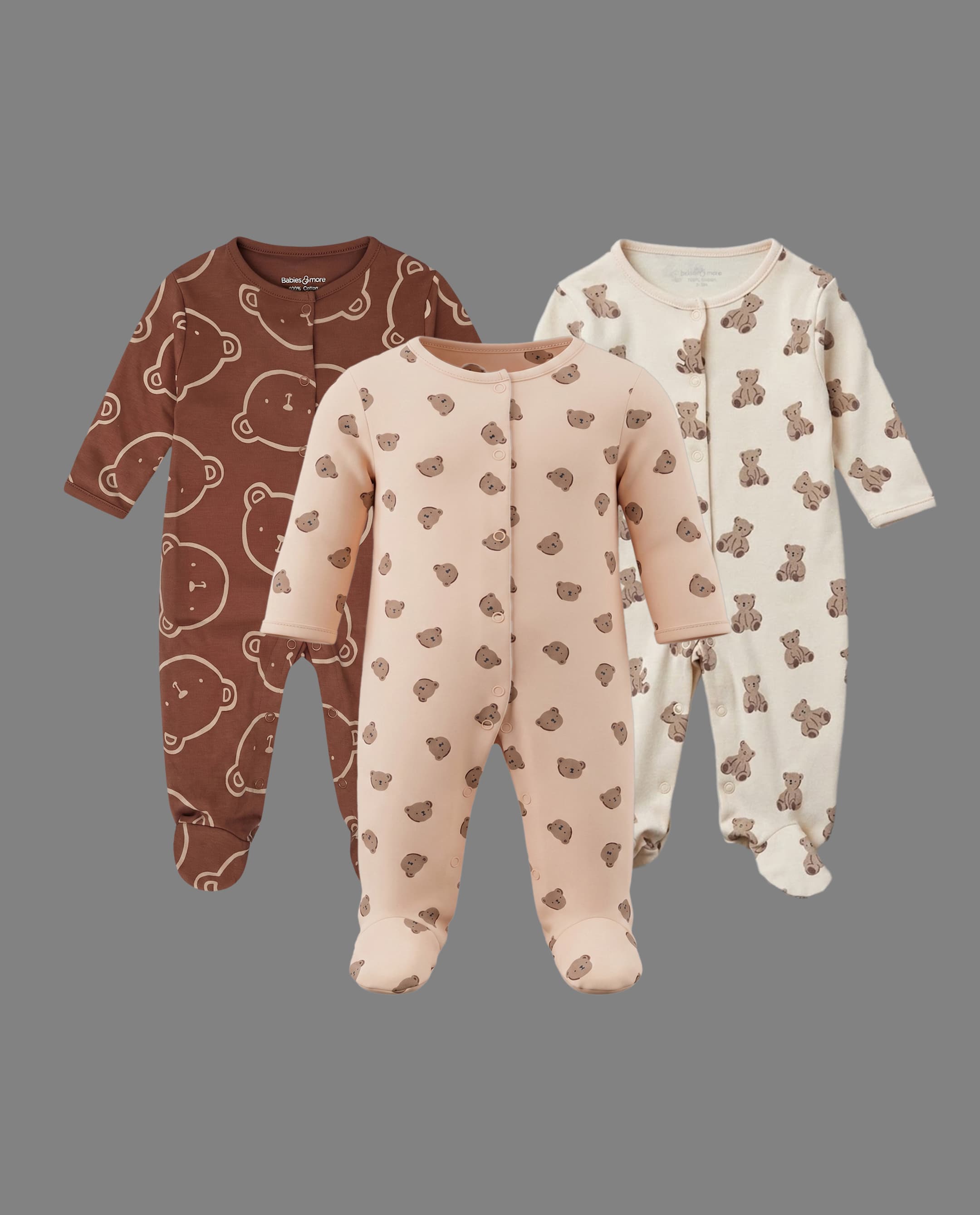 Babies & More 3Pack Closefeet Sleepsuit