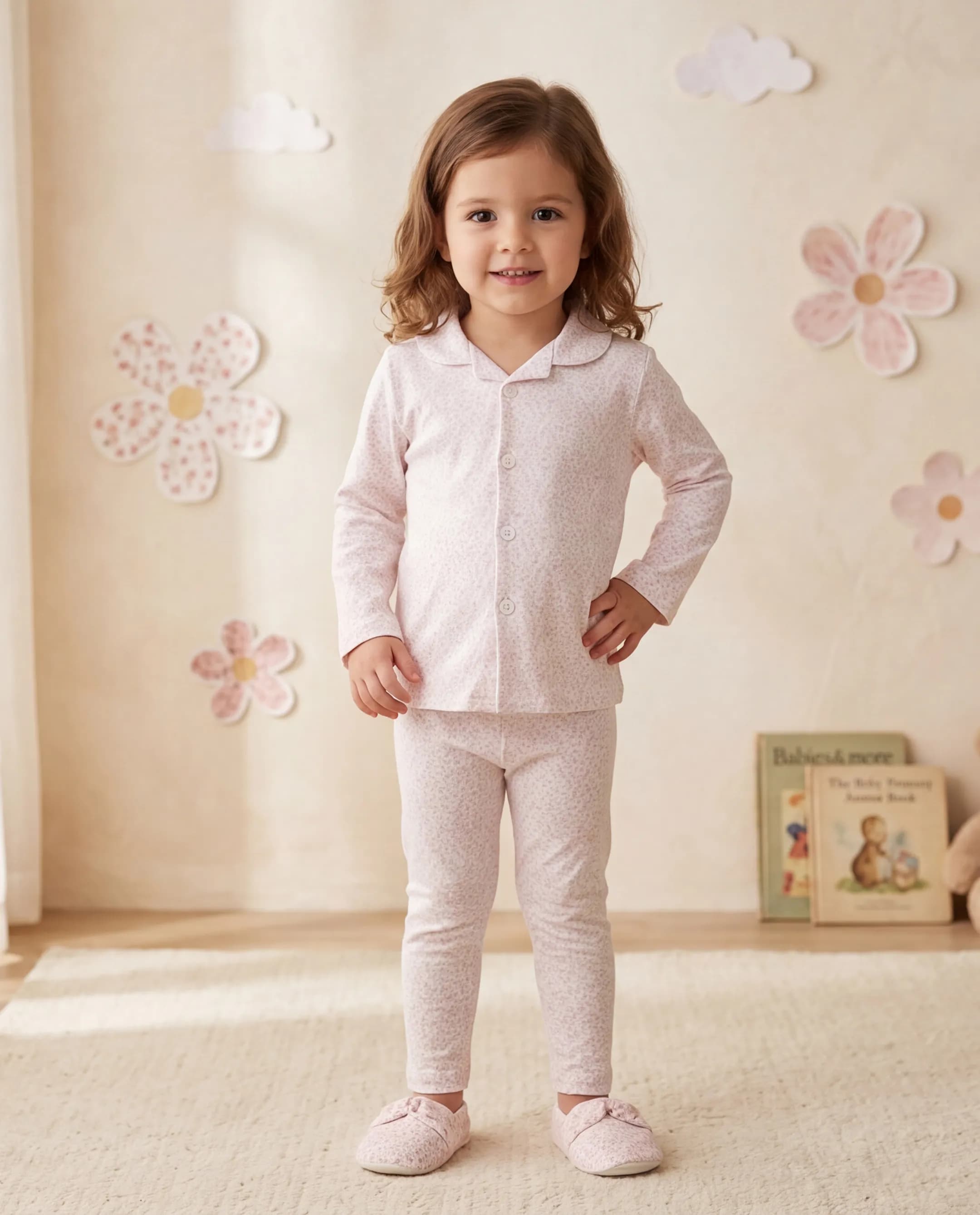 Printed Lapel Collar Pyjama Set