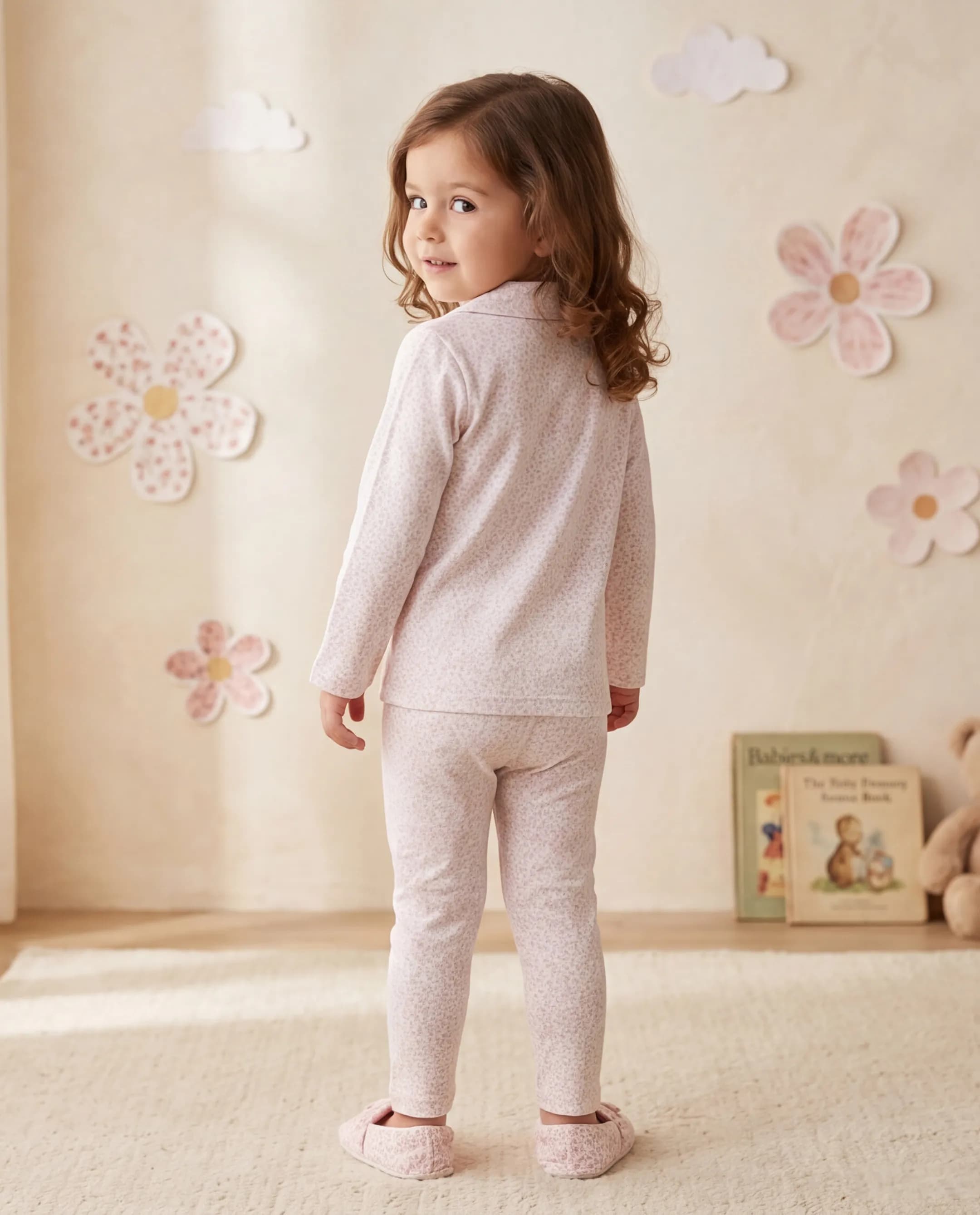Printed Lapel Collar Pyjama Set