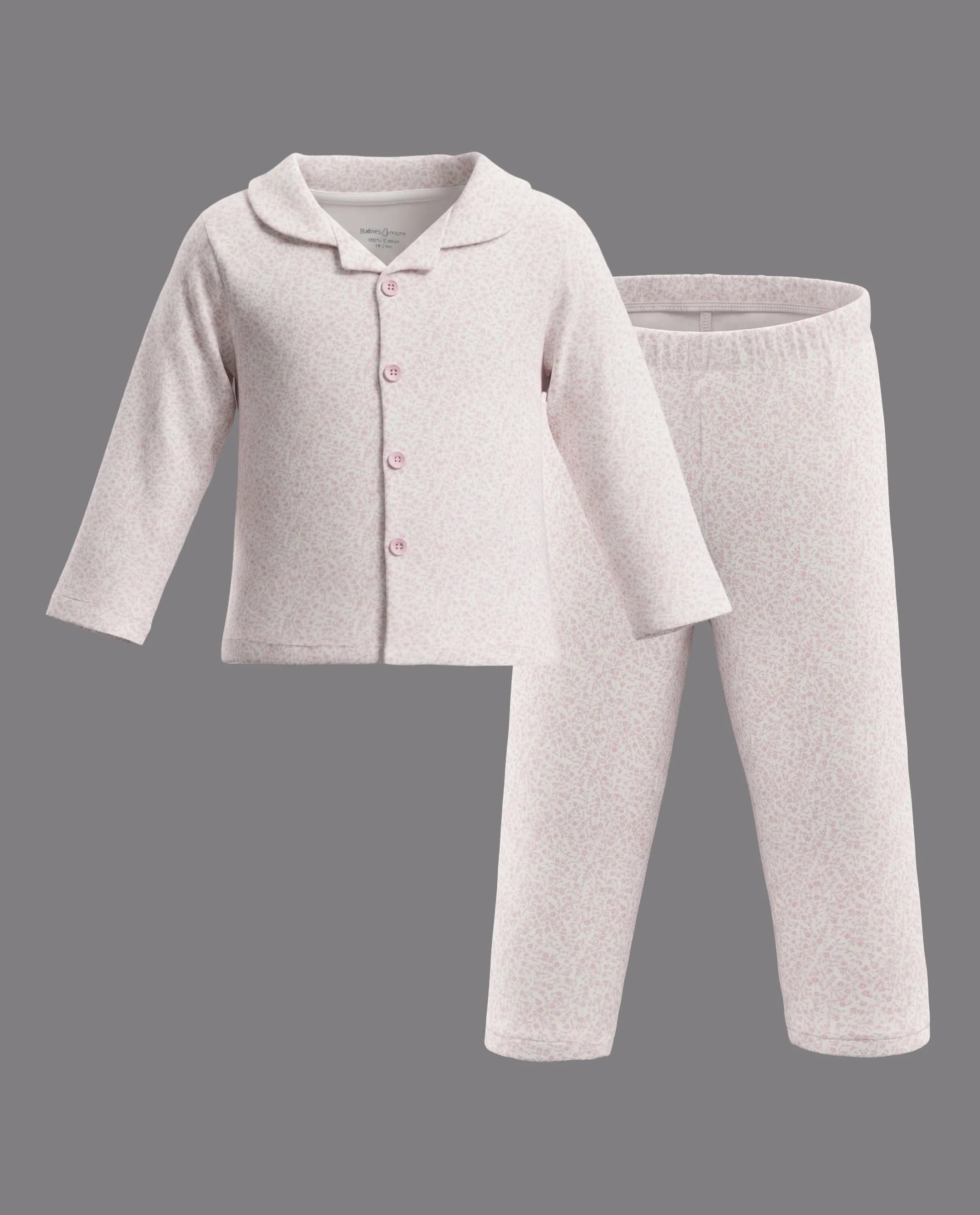 Printed Lapel Collar Pyjama Set