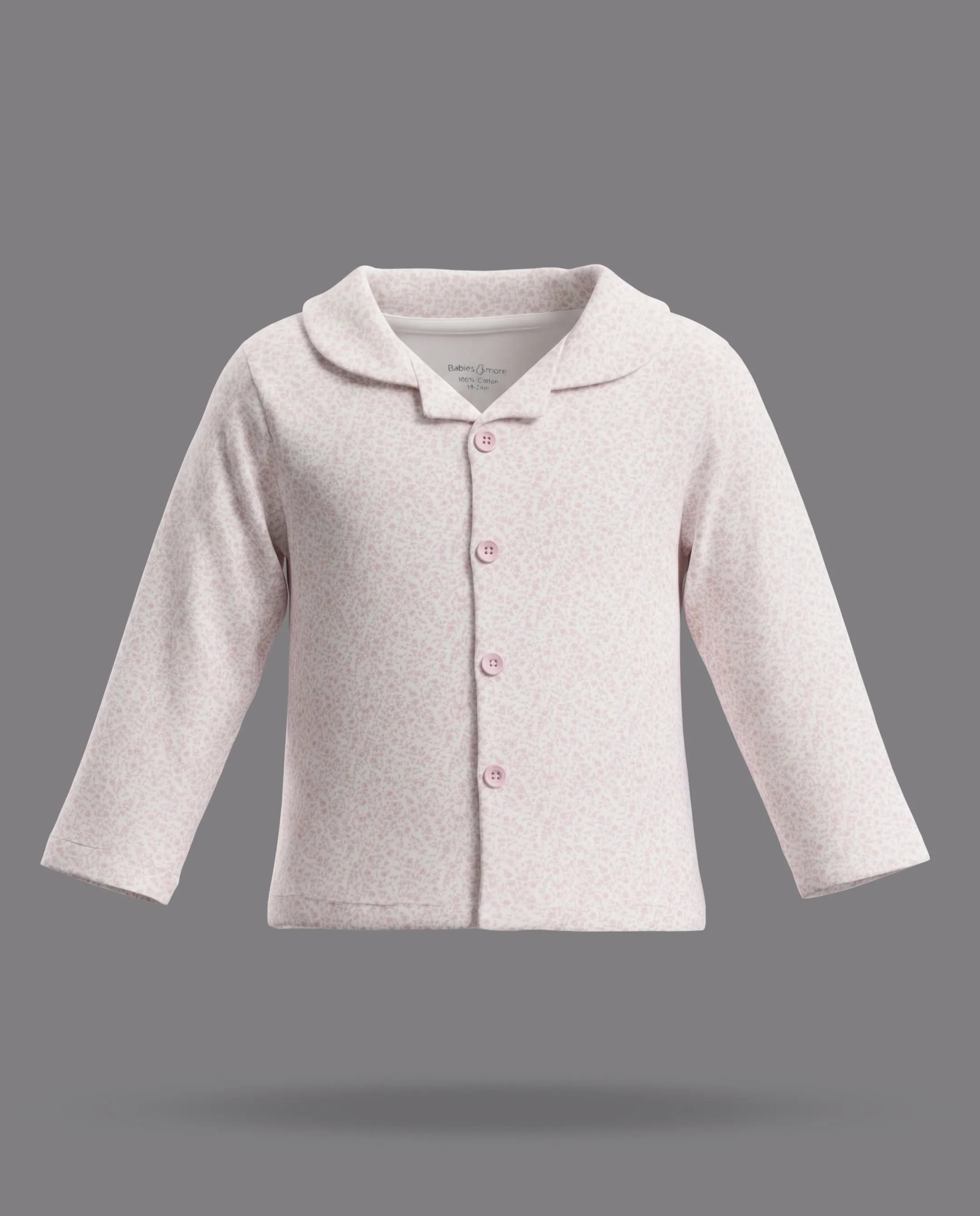 Printed Lapel Collar Pyjama Set