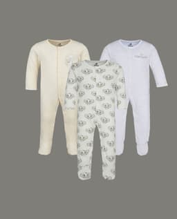 Babies & More 3 Pack Printed Footed Sleepsuits