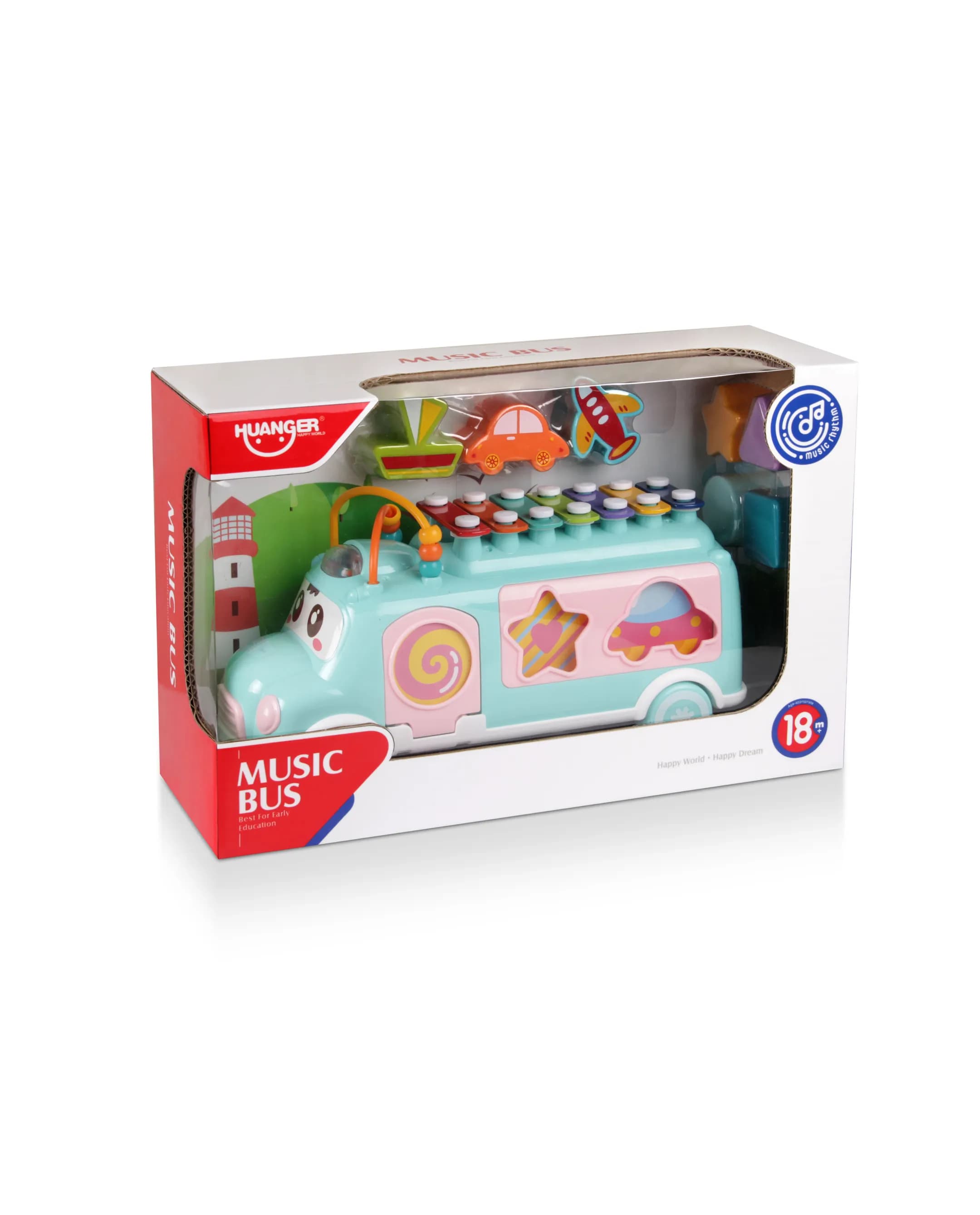 Haunger Baby Piano Bus With Blocks - Multicolor