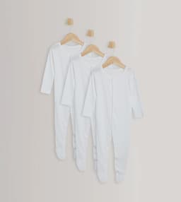 Pack of 3 Solid Footed Sleepsuits