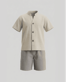 Textured Short Sleeves Woven Clothing Set
