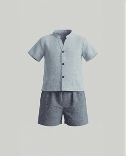 Textured Short Sleeves Woven Clothing Set