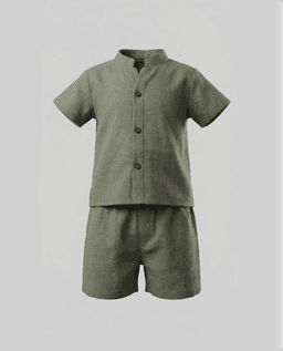 Textured Short Sleeves Woven Clothing Set