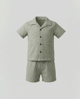 Striped Short Sleeves Woven Clothing Set