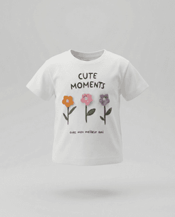 Appliqued Crew Neck Short Sleeves Boxy T-Shirt