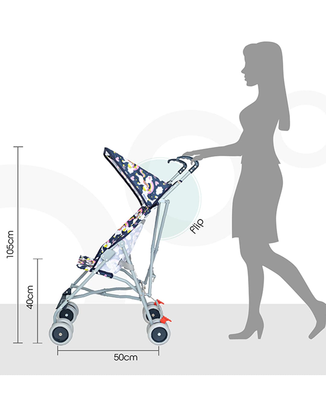 Moon Jet Light Weight Travel Buggy/Stroller For Baby/Kids/Toddler With Extra Wide Canopy |Umbrella Fold |Easy Assemble Shoulder Strap From 6 Months To 3 Years- Printed Leaf - Multicolor