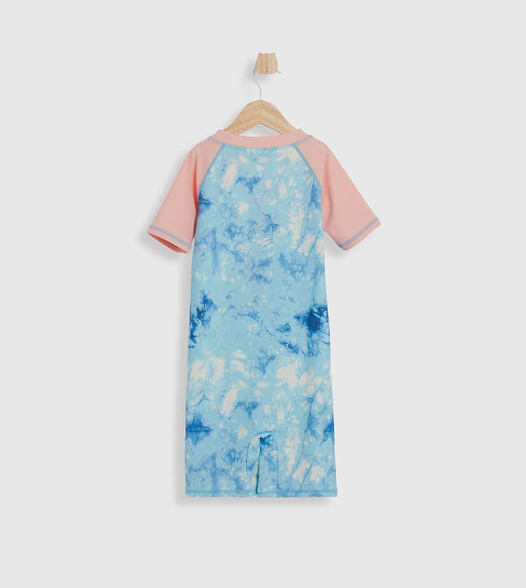 Babies and More Girls Short Sleeve One-Piece Swimsuit - Blue