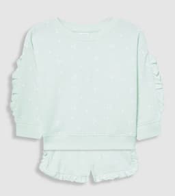 Long Sleeveswaffle Short Set