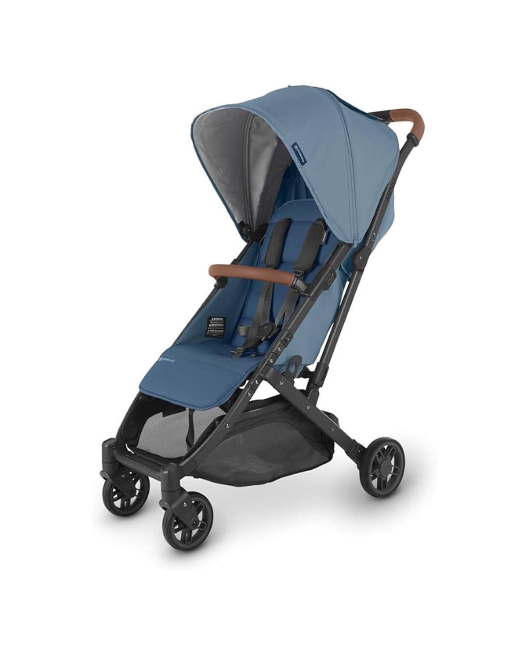 Babies & more UPPAbaby Minu V2 Stroller - Lightweight Compact Stroller for Travel - Charlotte - Coastal Blue M©lange with Carbon Frame and Saddle Leather - Multicolor