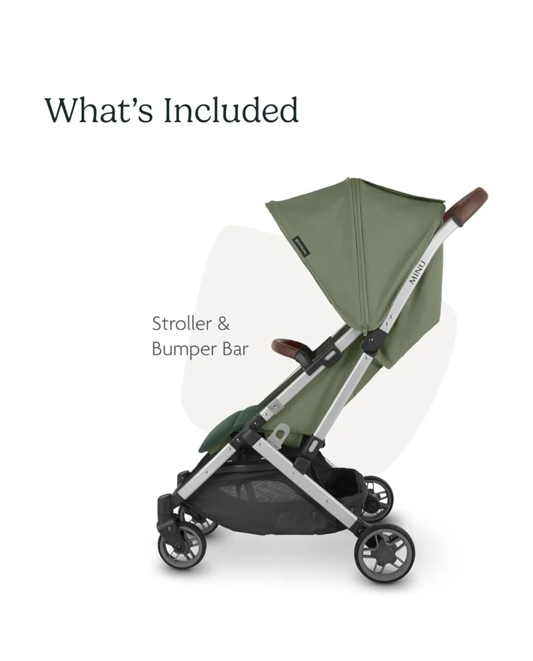 Babies & more UPPAbaby Minu V2 Stroller - Lightweight Compact Stroller for Travel - Emelia - Sage Green M©lange with Silver Frame and Chestnut Leather - Multicolor