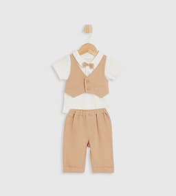 Button Closure Short Sleeves Set